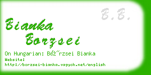 bianka borzsei business card